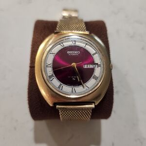 Seiko Gold Watch with Purple Dial